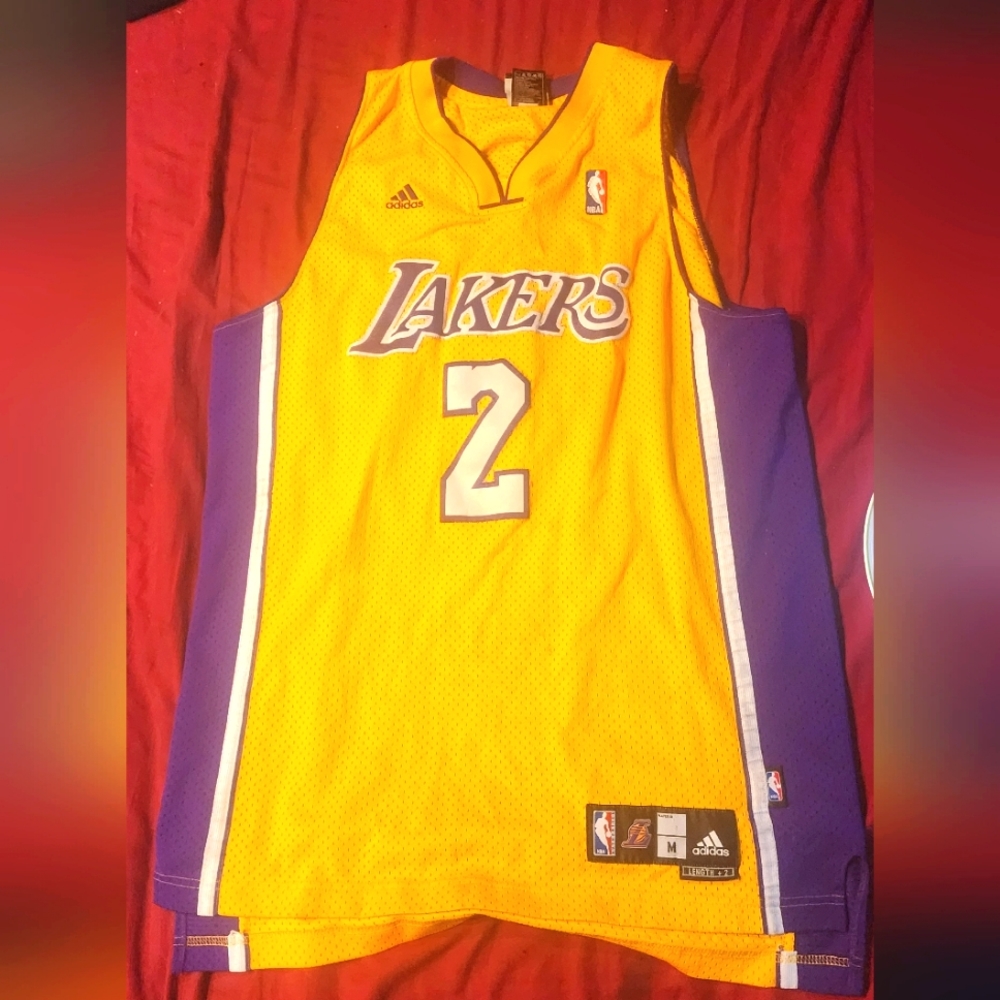 Lps Angeles Lakers #2 Derek Fisher sz M+2.Adidas official NBA jersey purple/gold